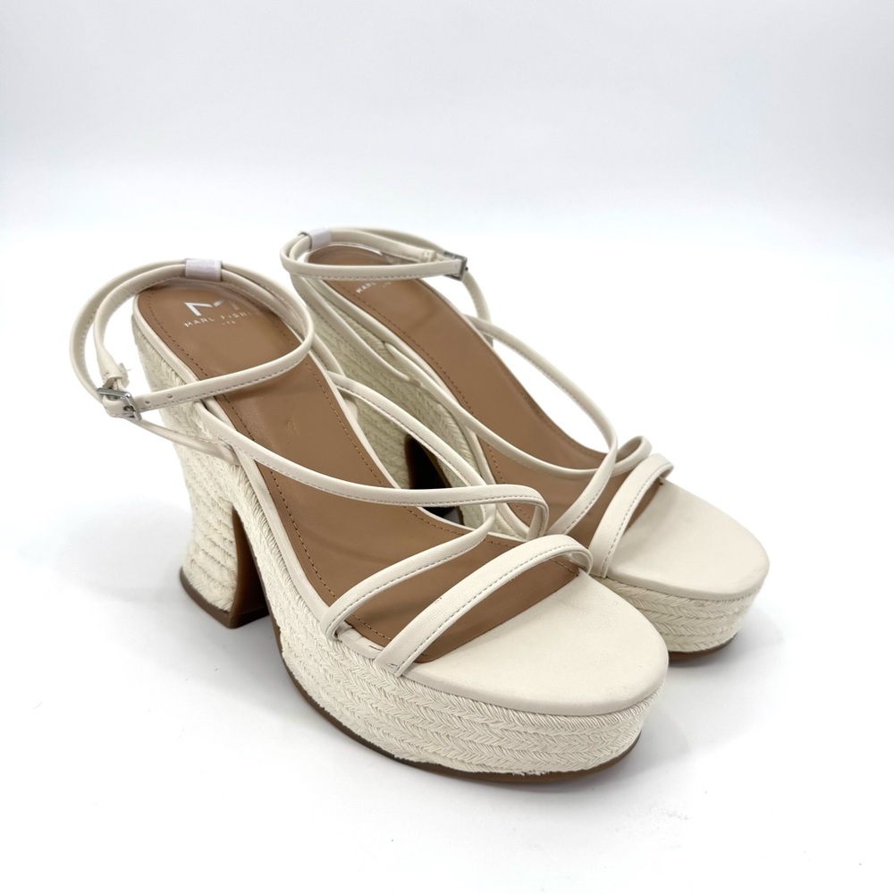 Marc Fisher Fetch Women’s Ivory Strappy Heel Espadrilles Platform Sandal 9.5